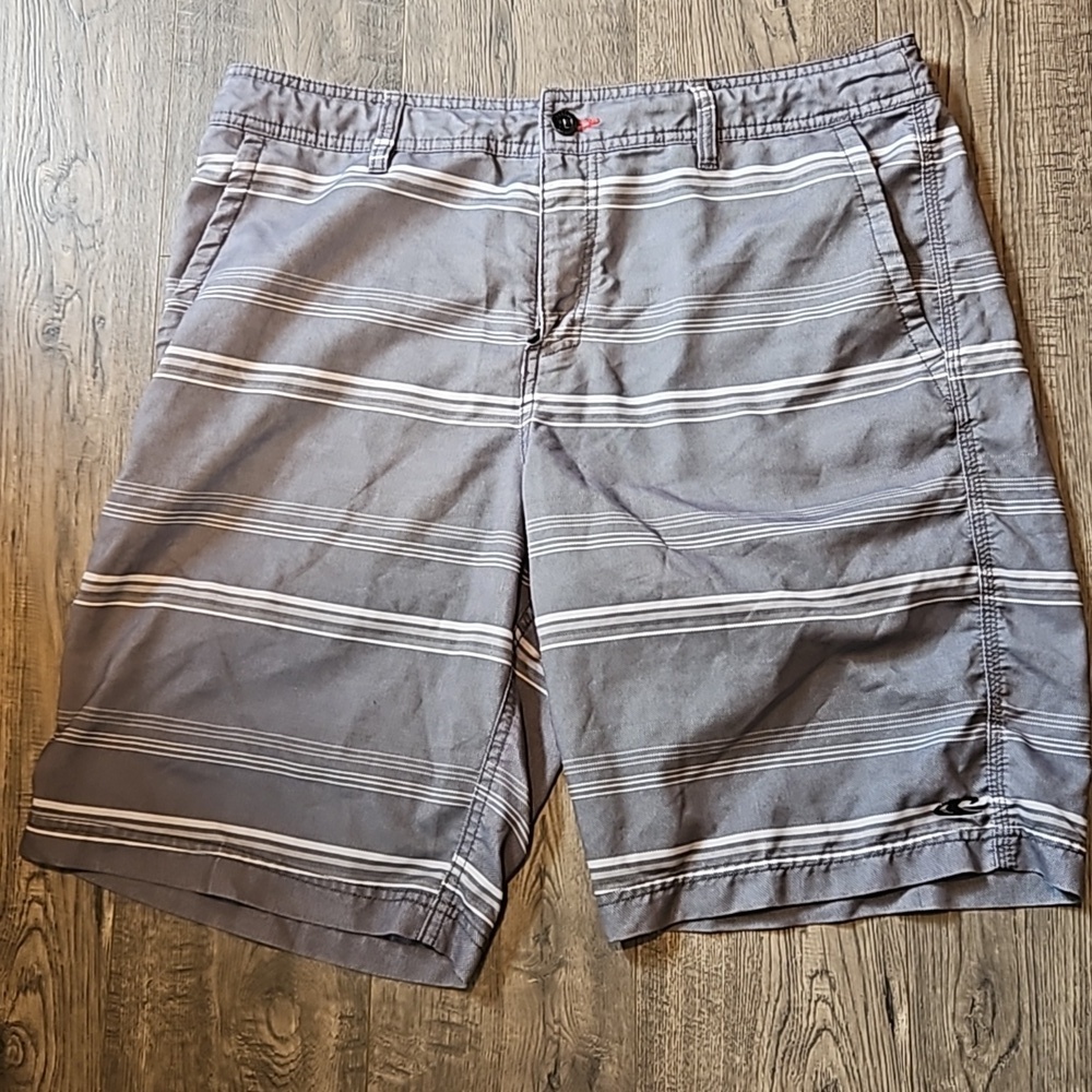 O'Neill Hybrid Size 36 Grey Striped Shorts